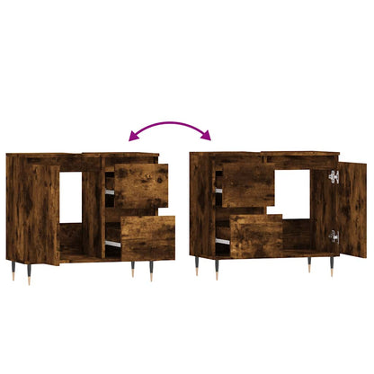 vidaXL Badschrank Räuchereiche 65x33x60 cm Holzwerkstoff