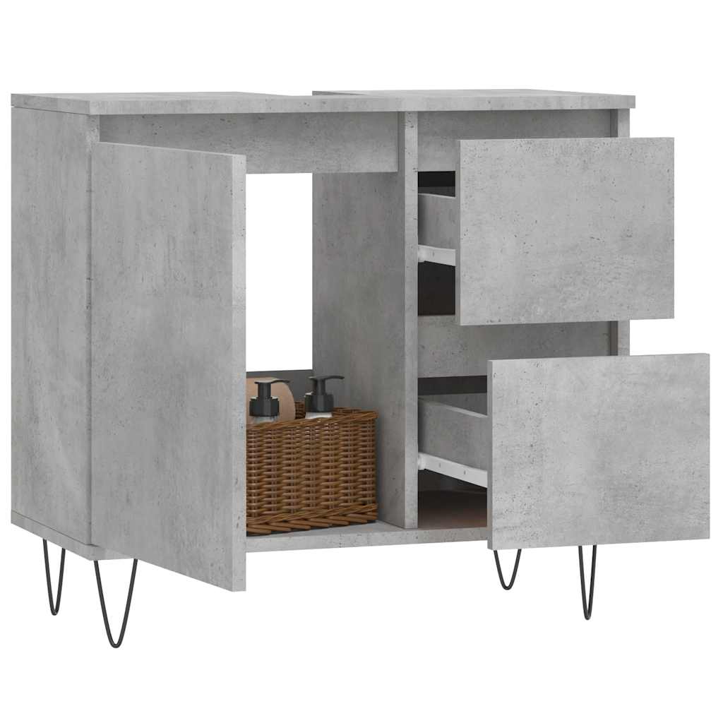 vidaXL Badschrank Betongrau 65x33x60 cm Holzwerkstoff