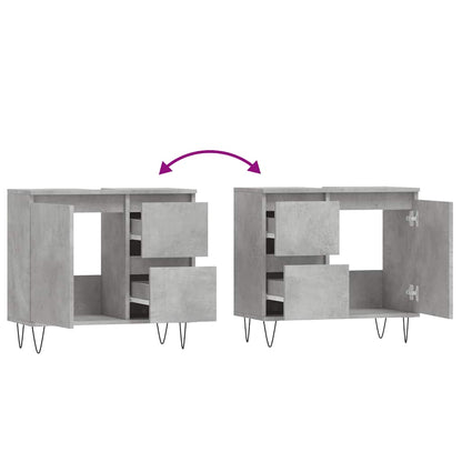 vidaXL Badschrank Betongrau 65x33x60 cm Holzwerkstoff