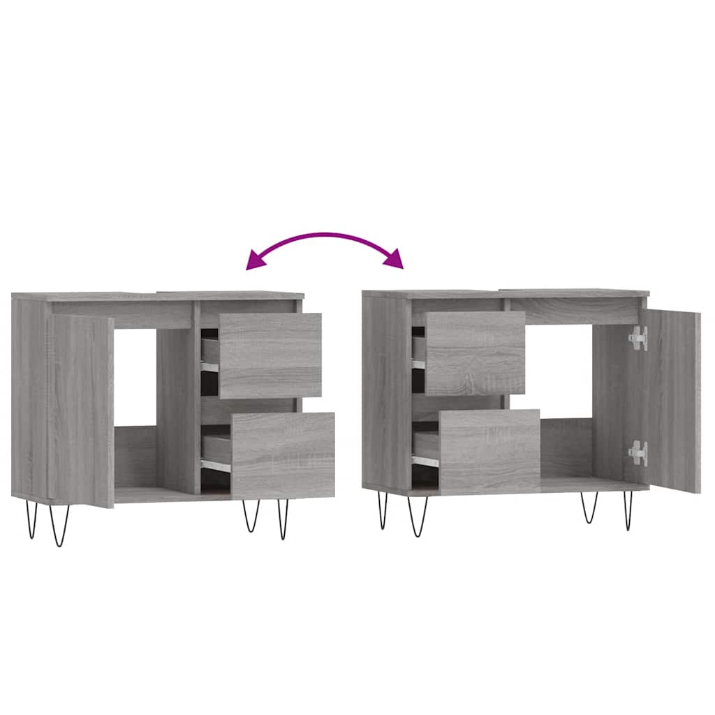 vidaXL Badschrank Grau Sonoma 65x33x60 cm Holzwerkstoff