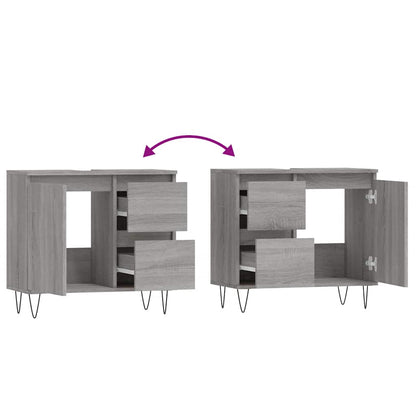 vidaXL Badschrank Grau Sonoma 65x33x60 cm Holzwerkstoff