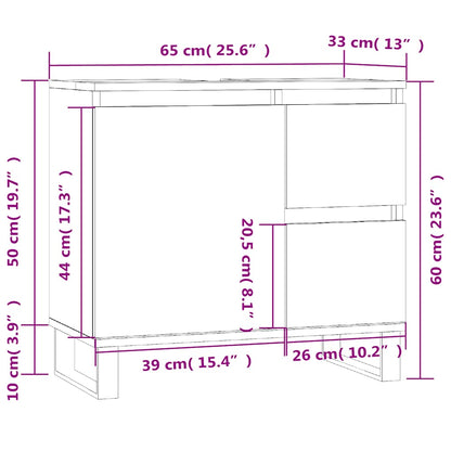 vidaXL Badschrank Weiß 65x33x60 cm Holzwerkstoff