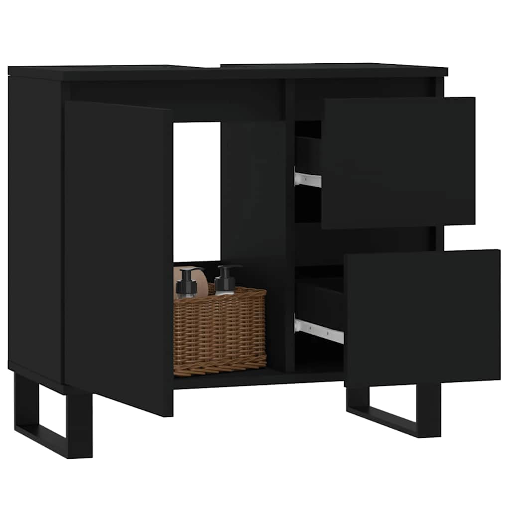 vidaXL Badschrank Schwarz 65x33x60 cm Holzwerkstoff