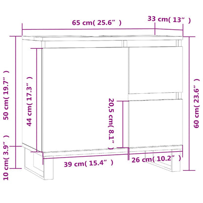 vidaXL Badschrank Schwarz 65x33x60 cm Holzwerkstoff