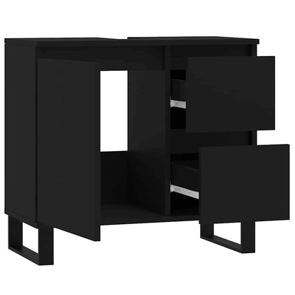 vidaXL Badschrank Schwarz 65x33x60 cm Holzwerkstoff