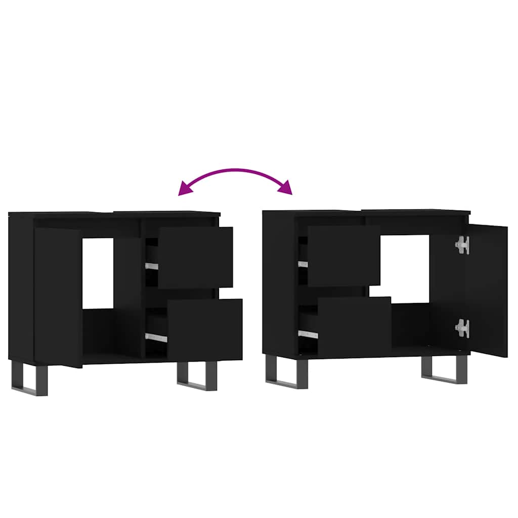 vidaXL Badschrank Schwarz 65x33x60 cm Holzwerkstoff