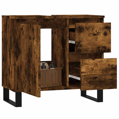 vidaXL Badschrank Räuchereiche 65x33x60 cm Holzwerkstoff