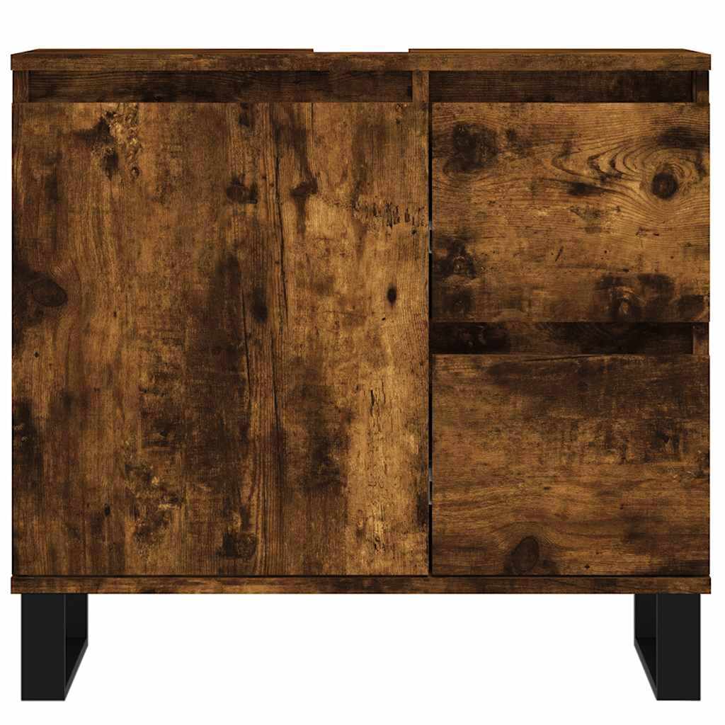 vidaXL Badschrank Räuchereiche 65x33x60 cm Holzwerkstoff