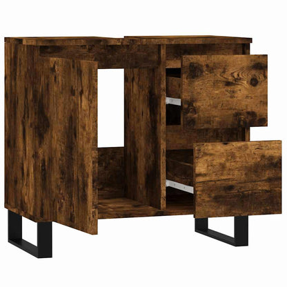 vidaXL Badschrank Räuchereiche 65x33x60 cm Holzwerkstoff