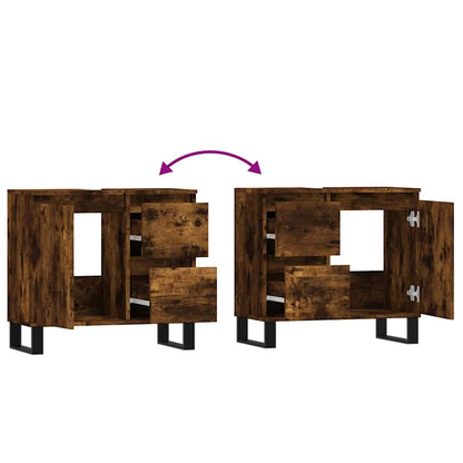 vidaXL Badschrank Räuchereiche 65x33x60 cm Holzwerkstoff