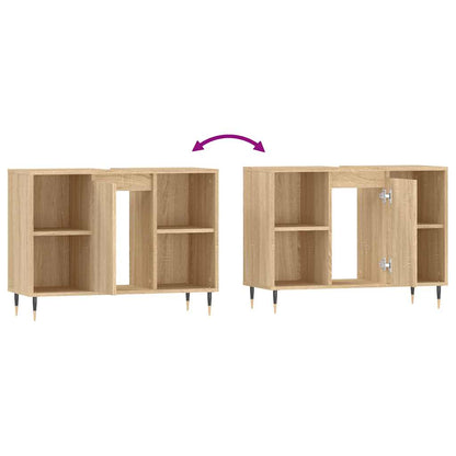 vidaXL Badschrank Sonoma-Eiche 80x33x60 cm Holzwerkstoff