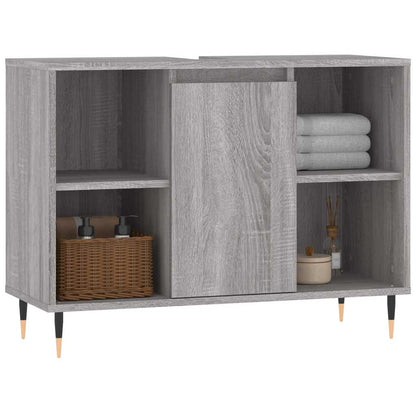 vidaXL Badschrank Grau Sonoma 80x33x60 cm Holzwerkstoff
