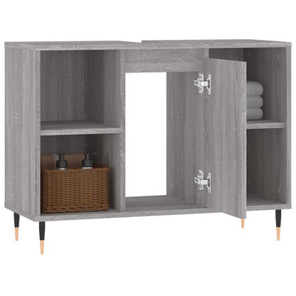 vidaXL Badschrank Grau Sonoma 80x33x60 cm Holzwerkstoff
