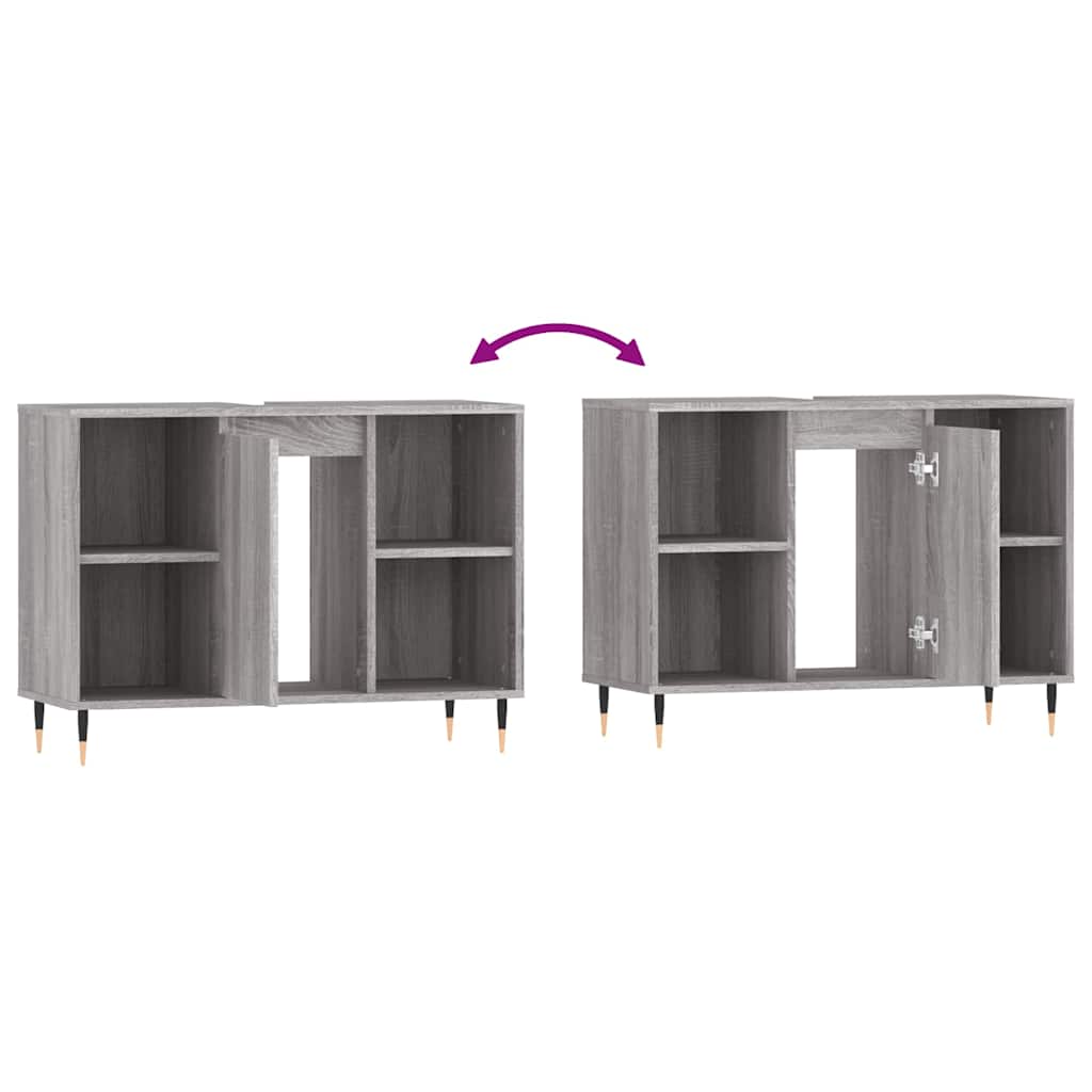 vidaXL Badschrank Grau Sonoma 80x33x60 cm Holzwerkstoff