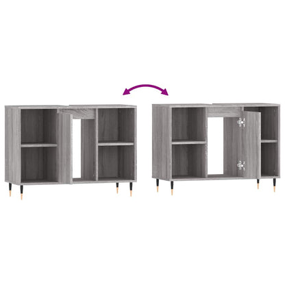 vidaXL Badschrank Grau Sonoma 80x33x60 cm Holzwerkstoff