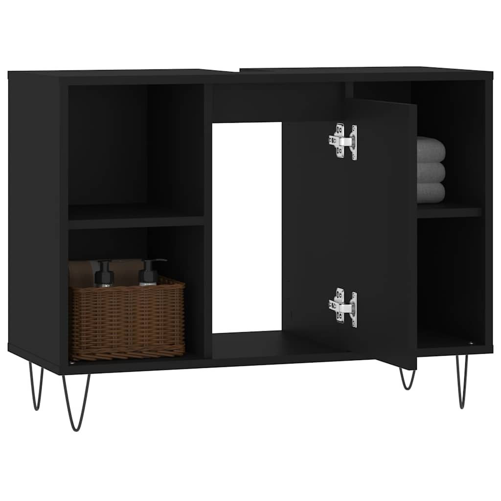 vidaXL Badschrank Schwarz 80x33x60 cm Holzwerkstoff