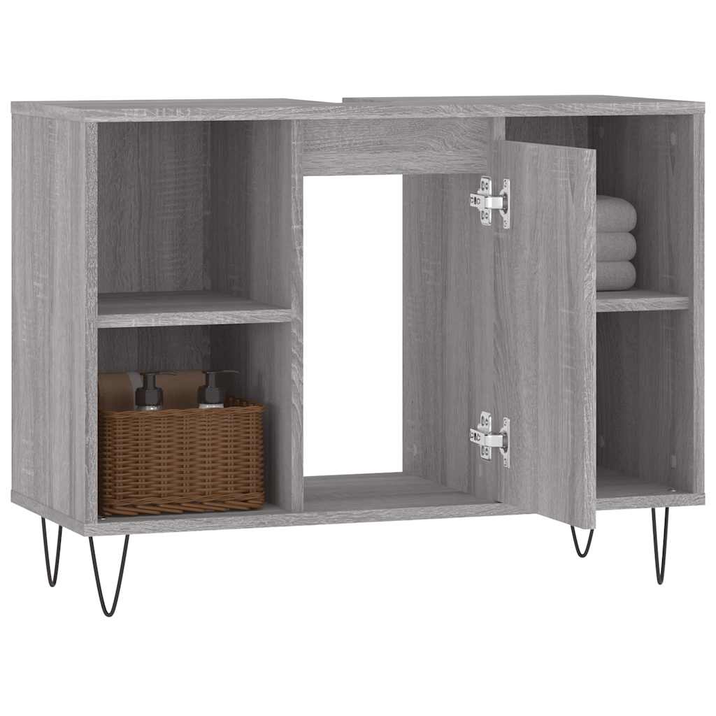 vidaXL Badschrank Grau Sonoma 80x33x60 cm Holzwerkstoff