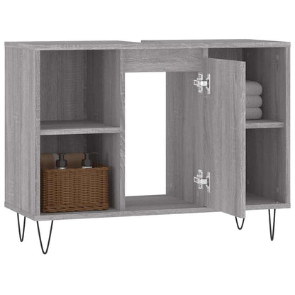 vidaXL Badschrank Grau Sonoma 80x33x60 cm Holzwerkstoff