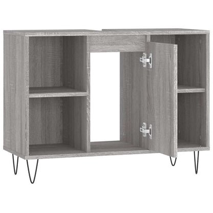 vidaXL Badschrank Grau Sonoma 80x33x60 cm Holzwerkstoff