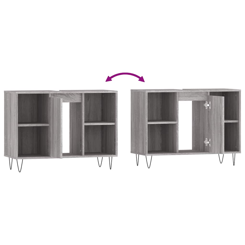 vidaXL Badschrank Grau Sonoma 80x33x60 cm Holzwerkstoff