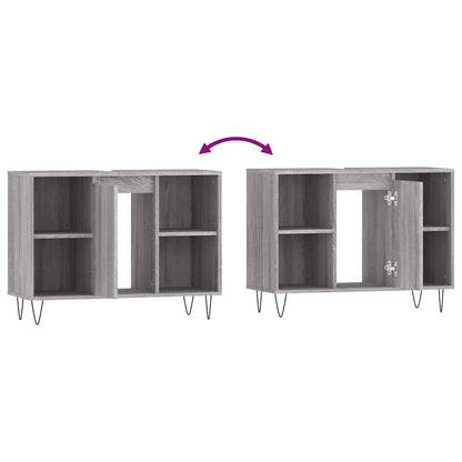 vidaXL Badschrank Grau Sonoma 80x33x60 cm Holzwerkstoff