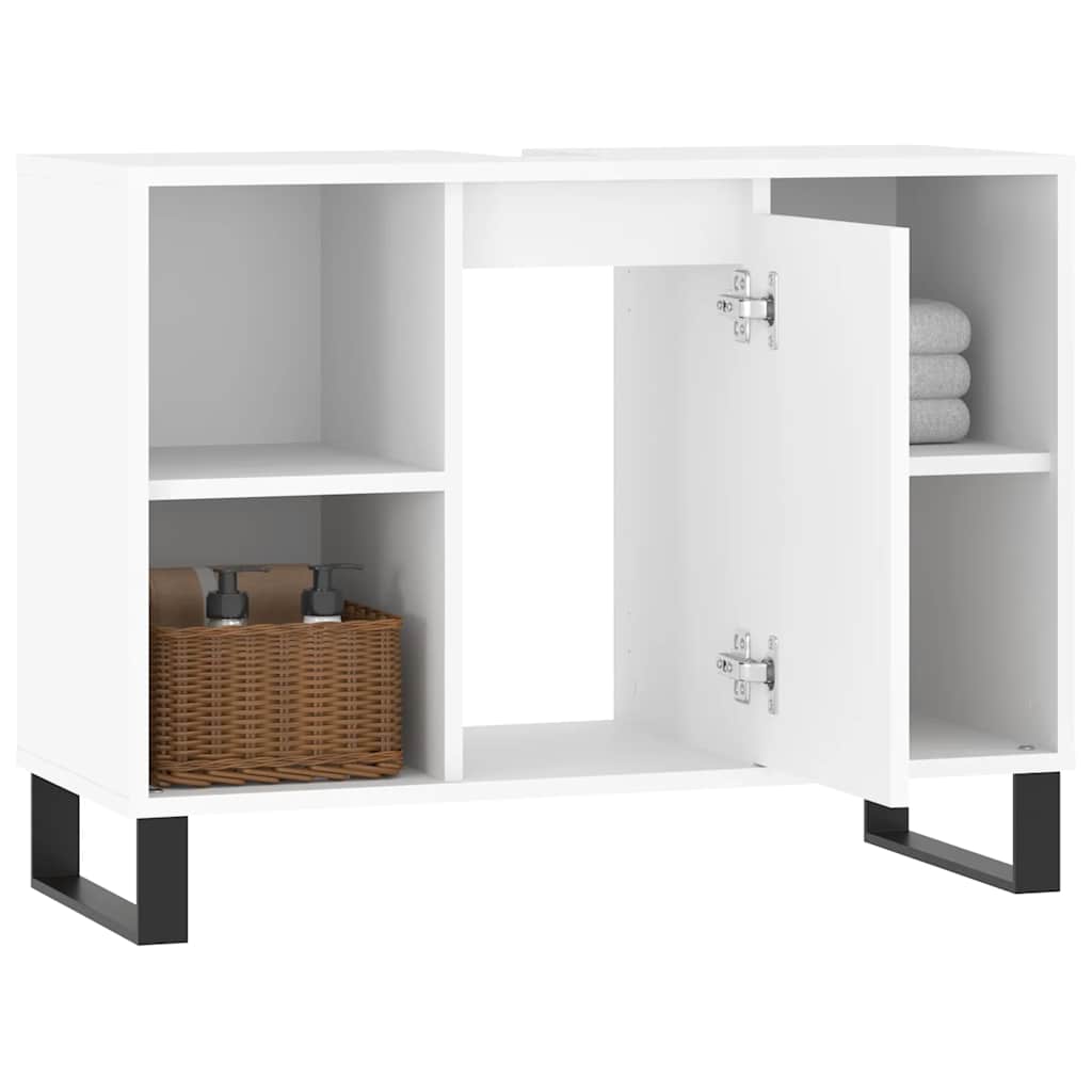 vidaXL Meuble sous lavabo blanc 80x33x60 cm Bois d'ingénierie