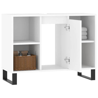vidaXL Meuble sous lavabo blanc 80x33x60 cm Bois d'ingénierie