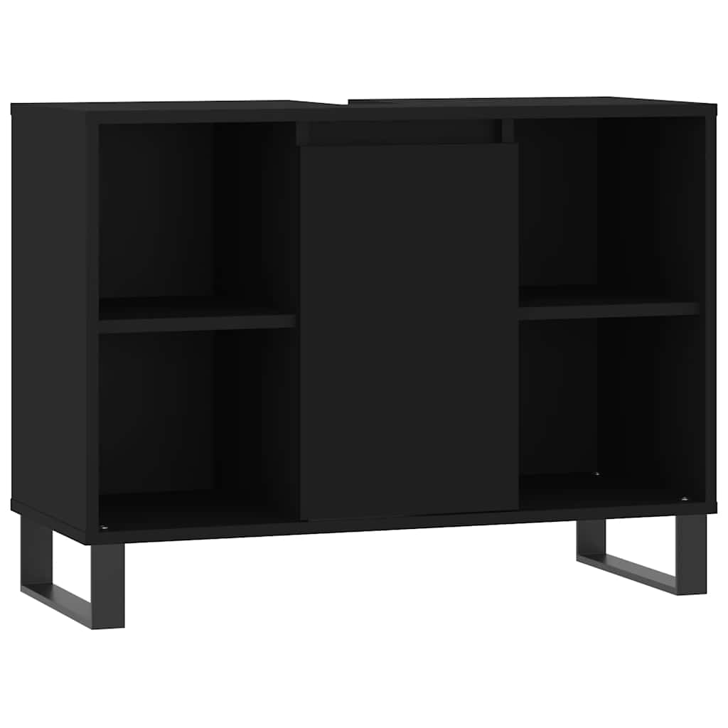 vidaXL Badschrank Schwarz 80x33x60 cm Holzwerkstoff