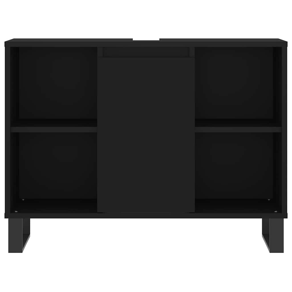 vidaXL Badschrank Schwarz 80x33x60 cm Holzwerkstoff