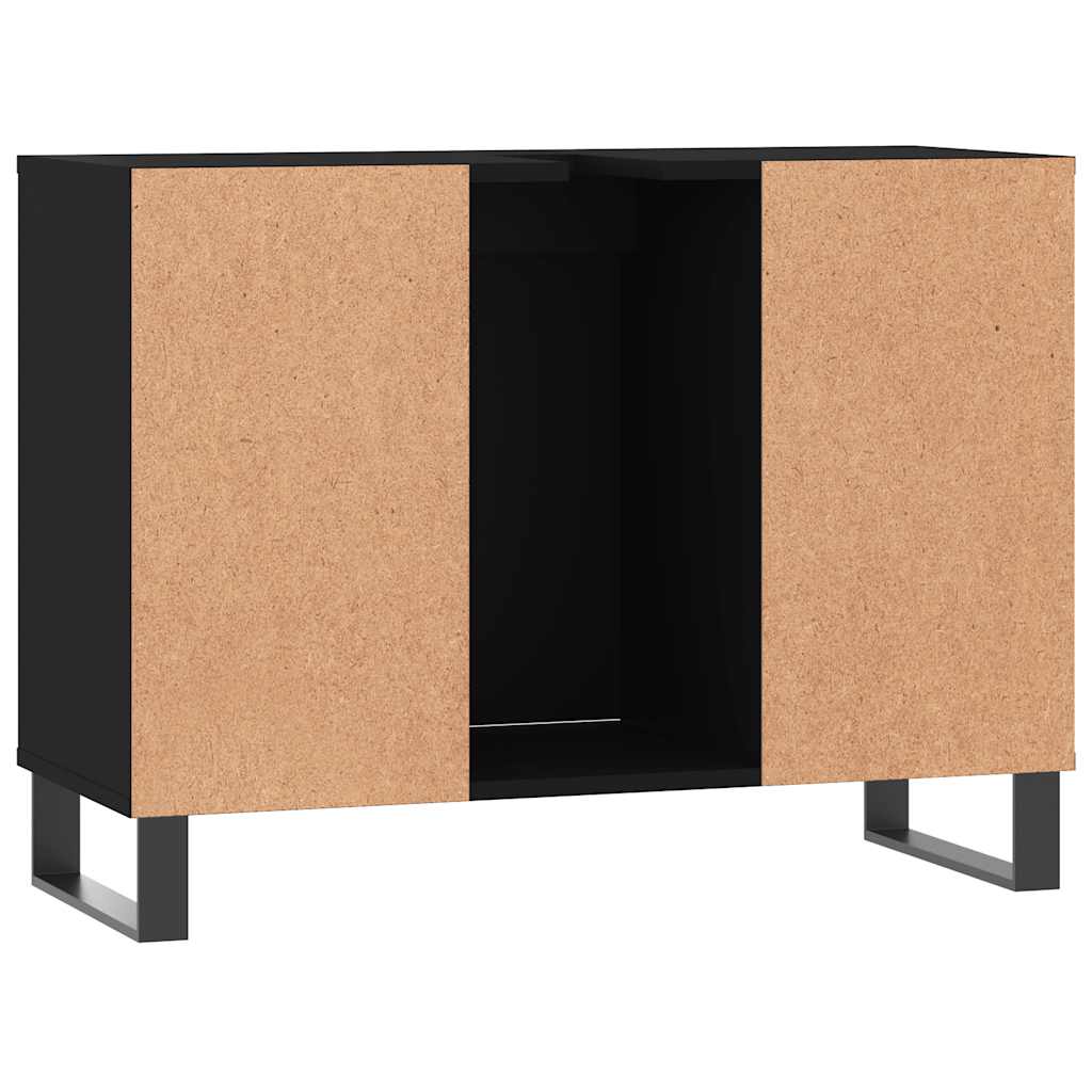 vidaXL Badschrank Schwarz 80x33x60 cm Holzwerkstoff