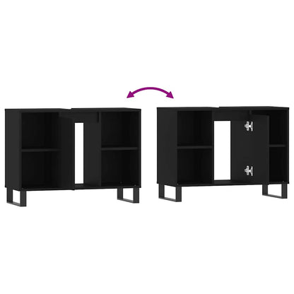 vidaXL Badschrank Schwarz 80x33x60 cm Holzwerkstoff