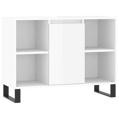 vidaXL Badschrank Hochglanz-Weiß 80x33x60 cm Holzwerkstoff