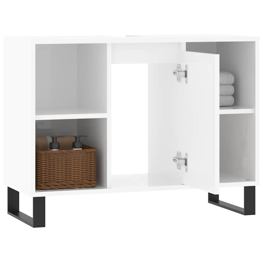 vidaXL Badschrank Hochglanz-Weiß 80x33x60 cm Holzwerkstoff
