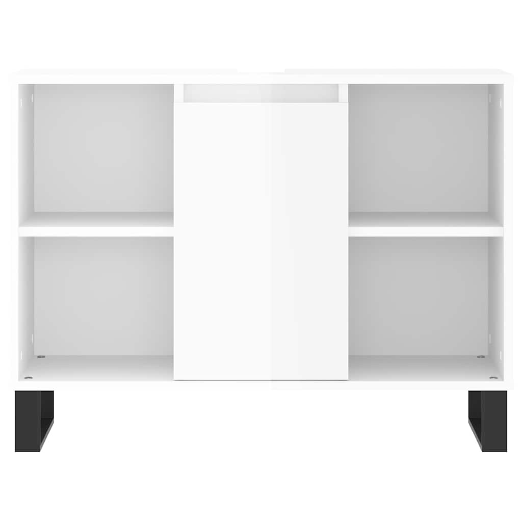 vidaXL Badschrank Hochglanz-Weiß 80x33x60 cm Holzwerkstoff