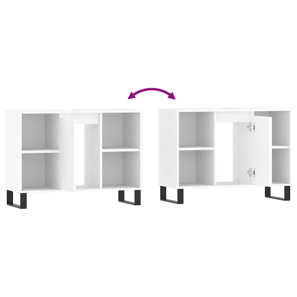 vidaXL Badschrank Hochglanz-Weiß 80x33x60 cm Holzwerkstoff