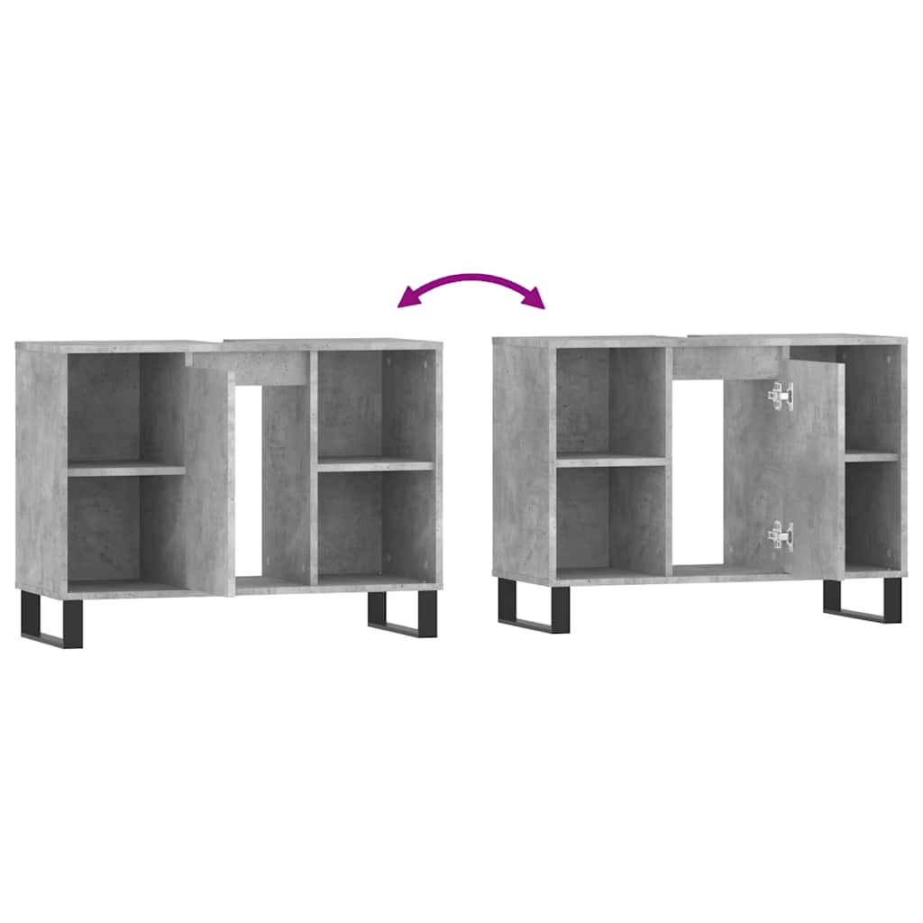 vidaXL Badschrank Betongrau 80x33x60 cm Holzwerkstoff