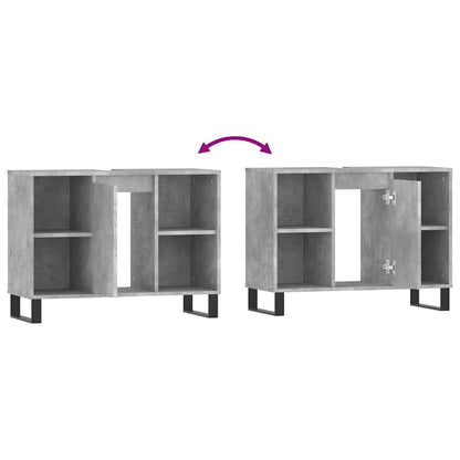 vidaXL Badschrank Betongrau 80x33x60 cm Holzwerkstoff