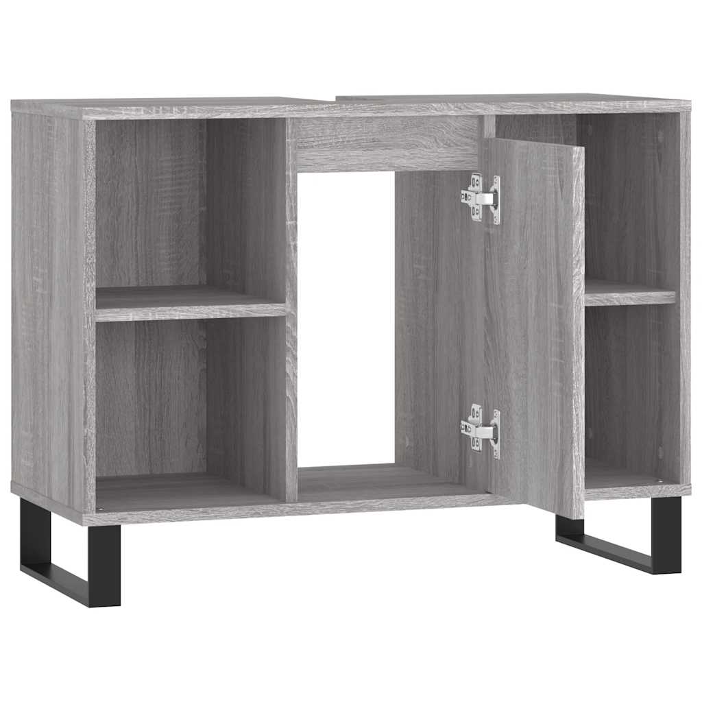 vidaXL Badschrank Grau Sonoma 80x33x60 cm Holzwerkstoff