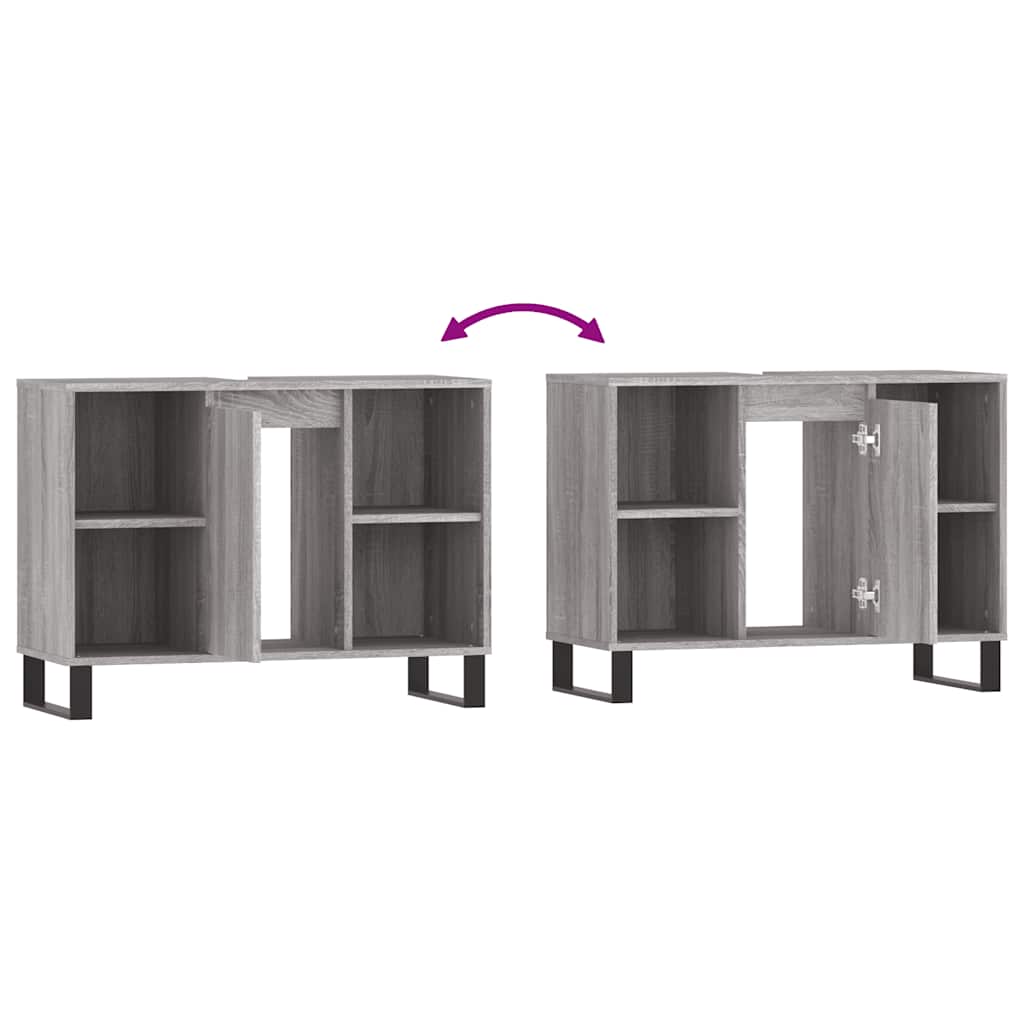 vidaXL Badschrank Grau Sonoma 80x33x60 cm Holzwerkstoff