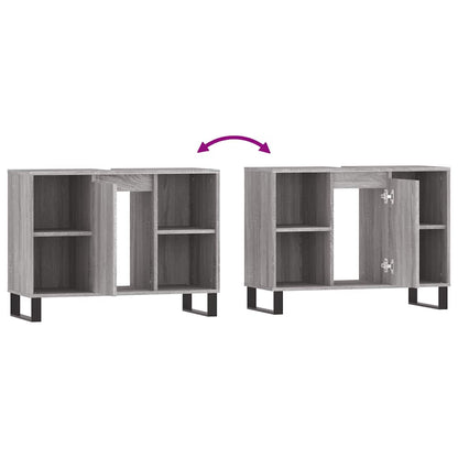 vidaXL Badschrank Grau Sonoma 80x33x60 cm Holzwerkstoff