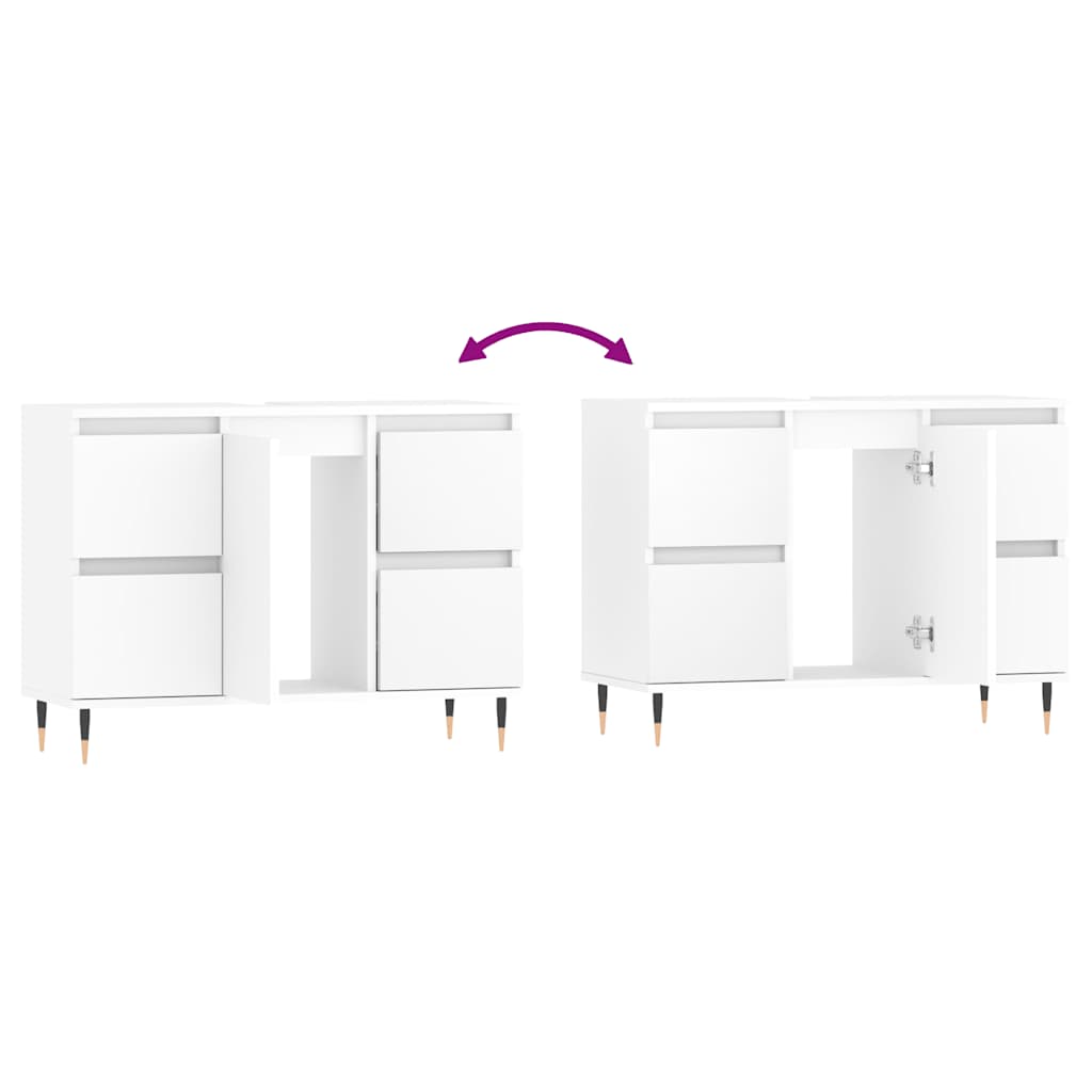 vidaXL Meuble sous lavabo blanc 80x33x60 cm Bois d'ingénierie