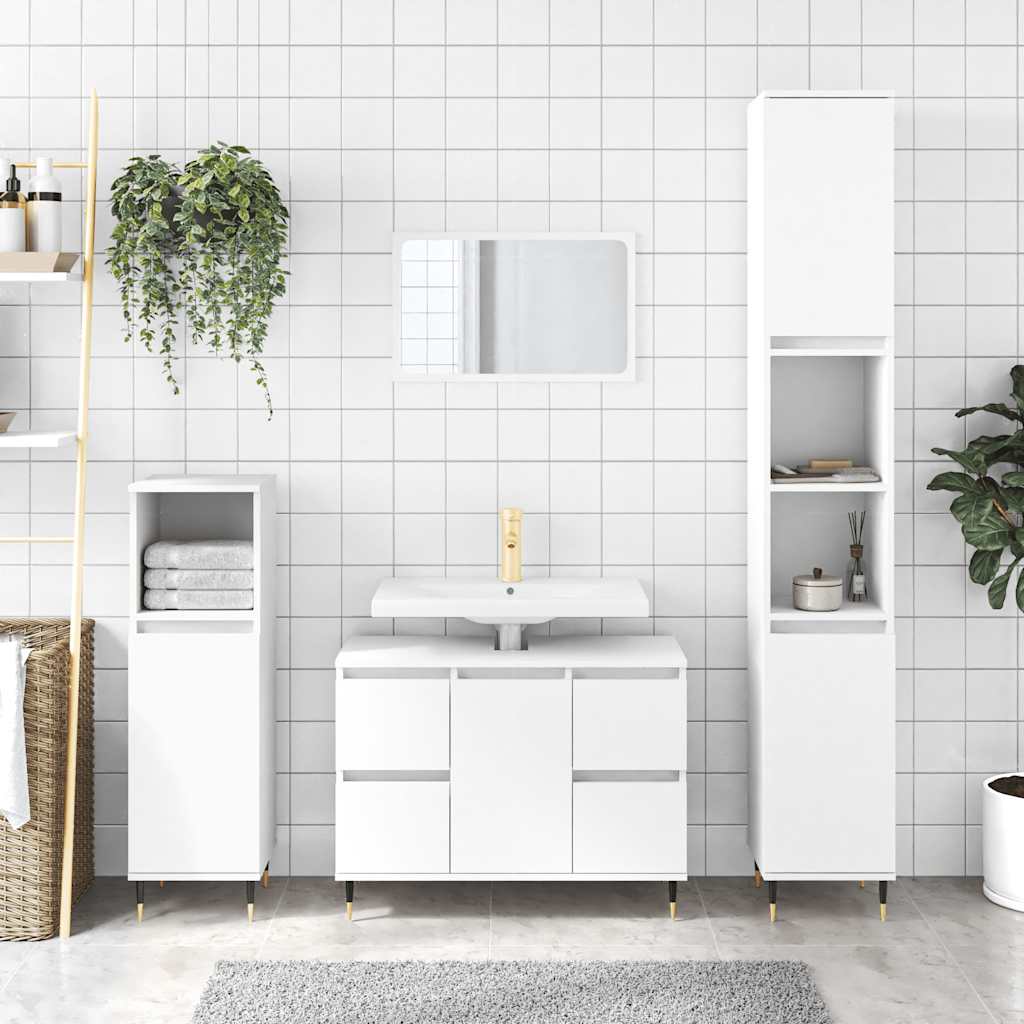 vidaXL Meuble sous lavabo blanc 80x33x60 cm Bois d'ingénierie