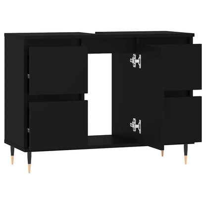 vidaXL Meuble de salle de bain noir 80x33x60 cm en bois d'ingénierie