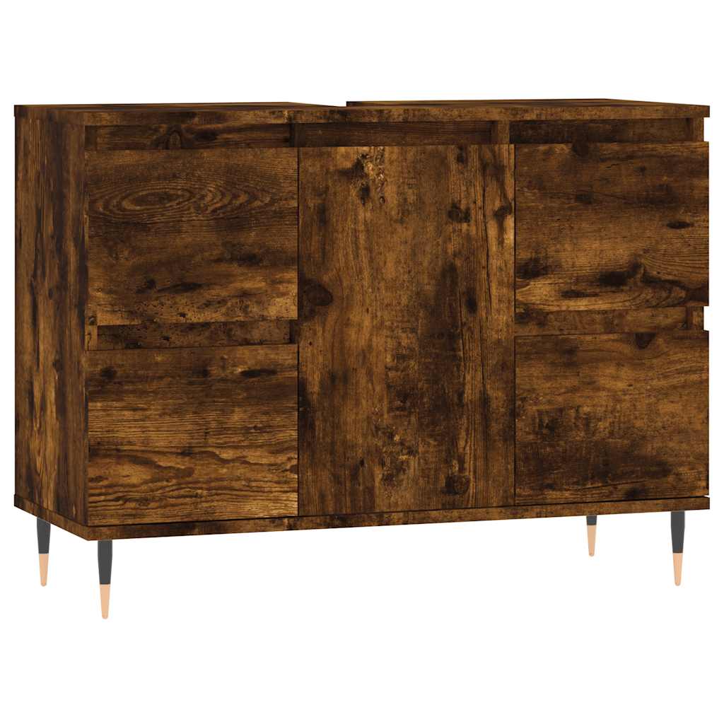 vidaXL Meuble de salle de bain chêne fumé 80x33x60 cm bois d'ingénierie