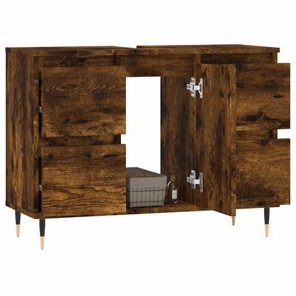 vidaXL Meuble de salle de bain chêne fumé 80x33x60 cm bois d'ingénierie