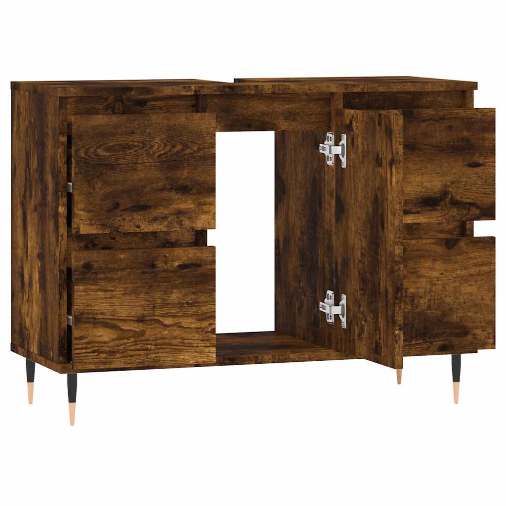 vidaXL Meuble de salle de bain chêne fumé 80x33x60 cm bois d'ingénierie