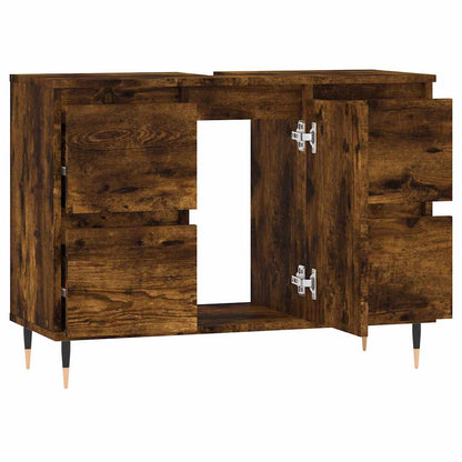 vidaXL Meuble de salle de bain chêne fumé 80x33x60 cm bois d'ingénierie