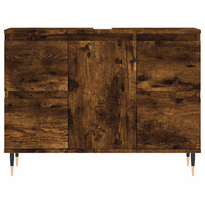 vidaXL Meuble de salle de bain chêne fumé 80x33x60 cm bois d'ingénierie