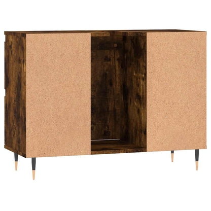 vidaXL Meuble de salle de bain chêne fumé 80x33x60 cm bois d'ingénierie