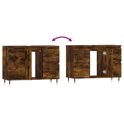 vidaXL Meuble de salle de bain chêne fumé 80x33x60 cm bois d'ingénierie